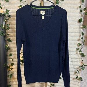 Bass Navy V-Neck Sweater